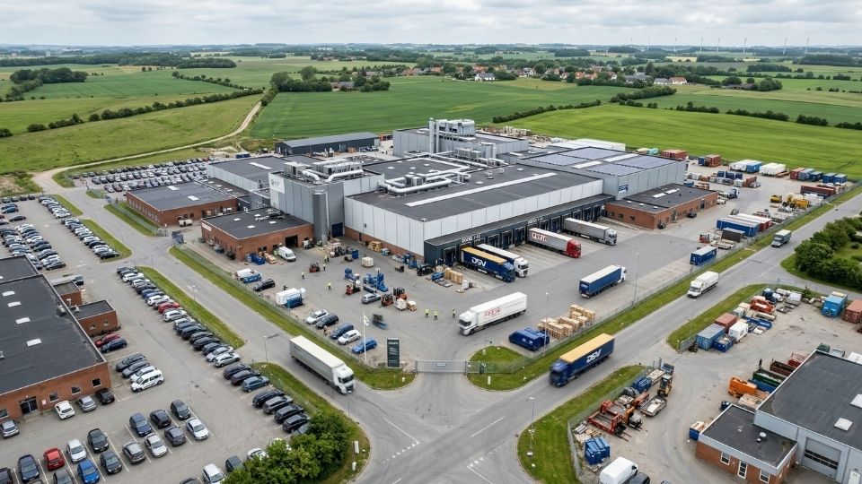 industrirengøring dronefoto produktionsvirksomhed