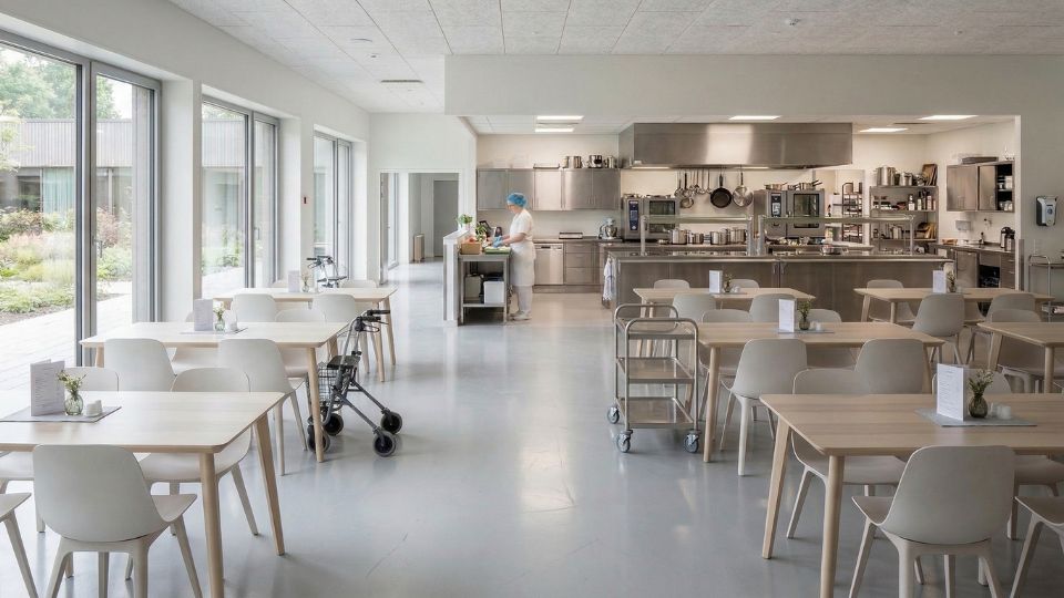 plejerengøring spisesal kantinekøkken plejehjem